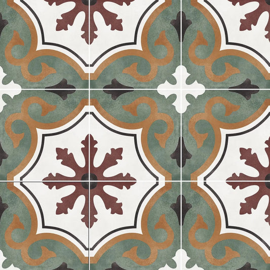 Morris Rimini Flower Geometric Patterned Matte Porcelain Wall And Floor Tile