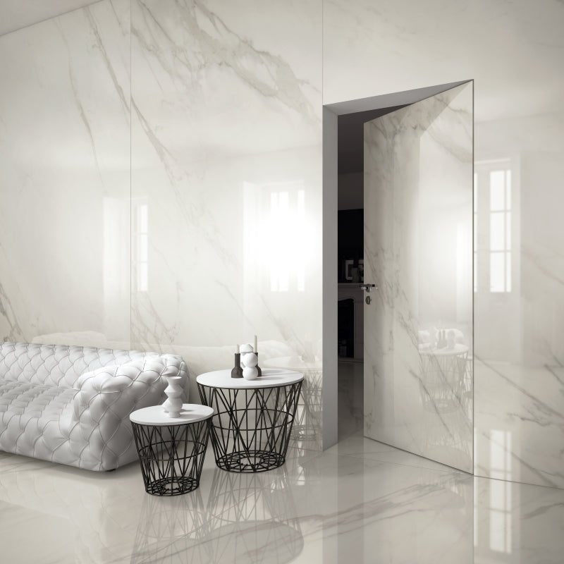 AVA Calacatta Oro White Marble Polished Porcelain Wall and Floor Tile - Ivy Tile Company