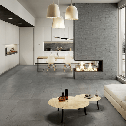 La Fabbrica Ardesia Cenere Gray Slate Effect Matte Porcelain Wall and Floor Tile - Ivy Tile Company