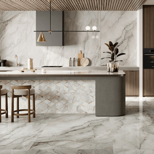 La Fabbrica Bolgheri Stone Sage Marble Effect Porcelain Wall and Floor Tile - Ivy Tile Company La Fabbrica