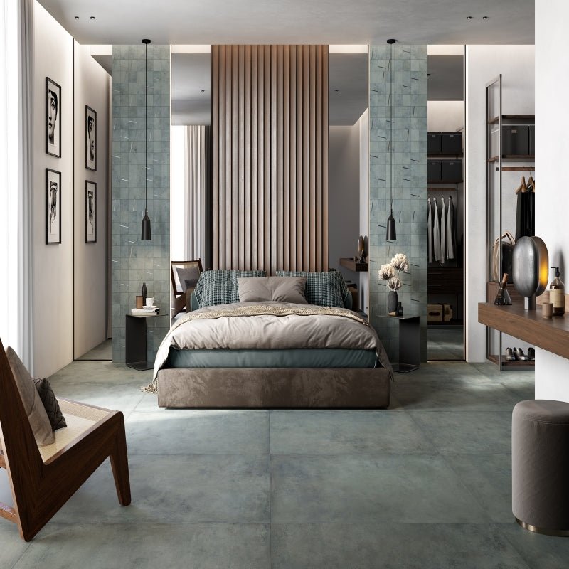 La Fabbrica Hurban Avio Blue Stone Effect Matte Porcelain Wall and Floor Tile - Ivy Tile Company