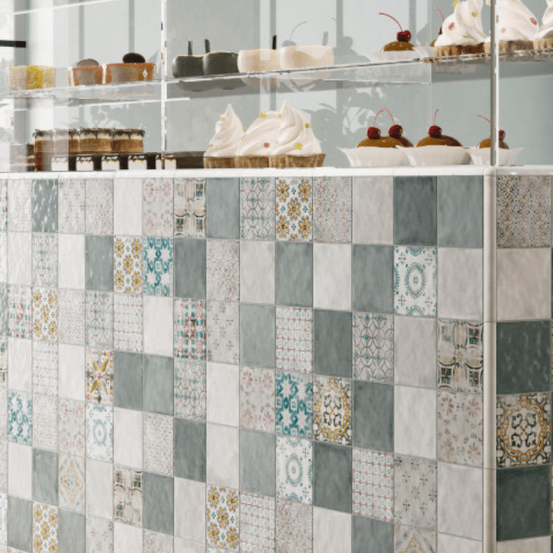 La Fabbrica Small Amalfi Patterned Glossy Ceramic Wall Tile - Ivy Tile Company