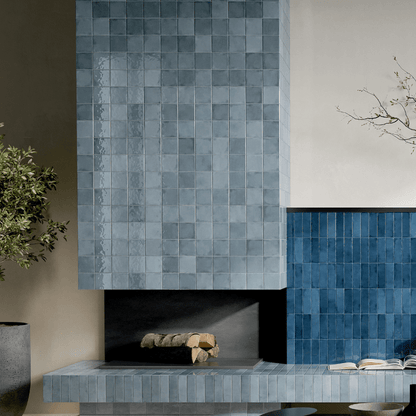 La Fabbrica Small Tinta Unita Light Blue Watercolour Glossy Ceramic Wall Tile - Ivy Tile Company