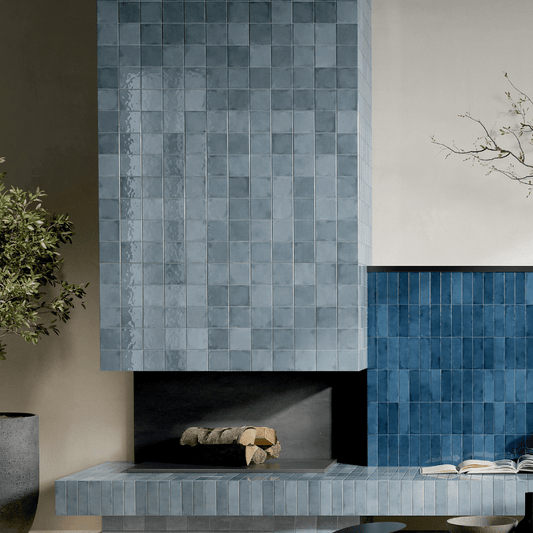 La Fabbrica Small Tinta Unita Light Blue Watercolour Glossy Ceramic Wall Tile - Ivy Tile Company La Fabbrica