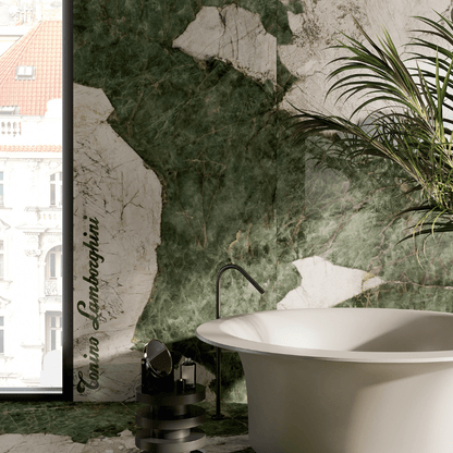 La Fabbrica x Lamborghini Magma Green Marble Effect Polished Porcelain Wall and Floor Tile - Ivy Tile Company