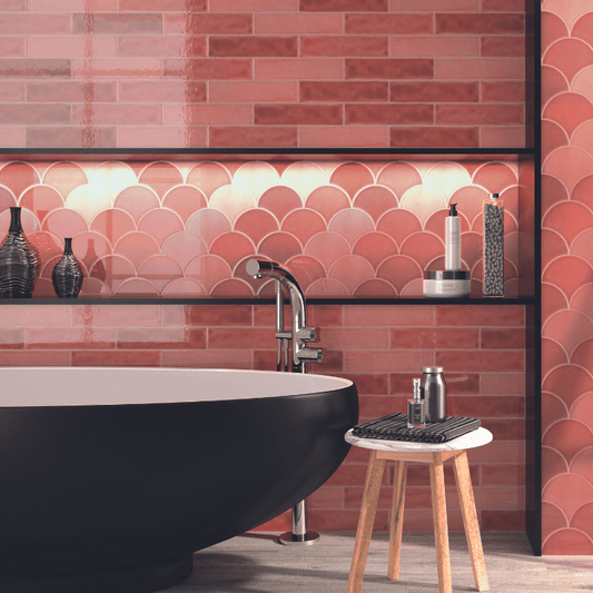 Mirabella Brick Red Crackled Gloss White Body Wall Tile - Ivy Tile Company