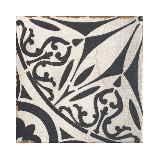 Sicily Lucca Black And White Patterned Matte Porcelain Wall And Floor Tile - Ivy Tile Company