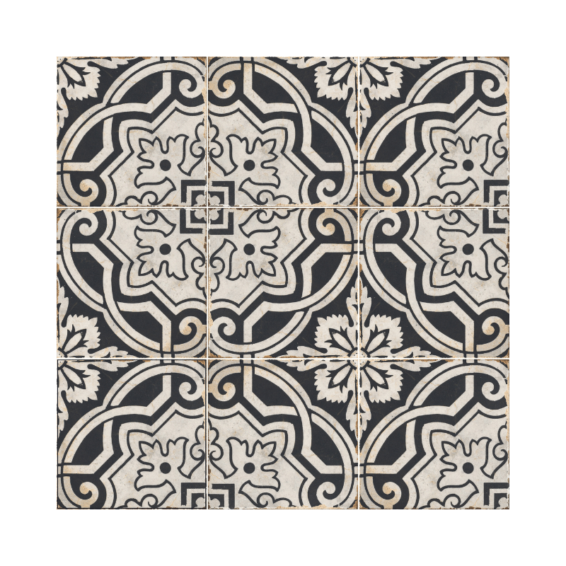 Sicily Ornella Black And White Geometric Patterned Matte Porcelain Wall And Floor Tile - Ivy Tile Company Carmen