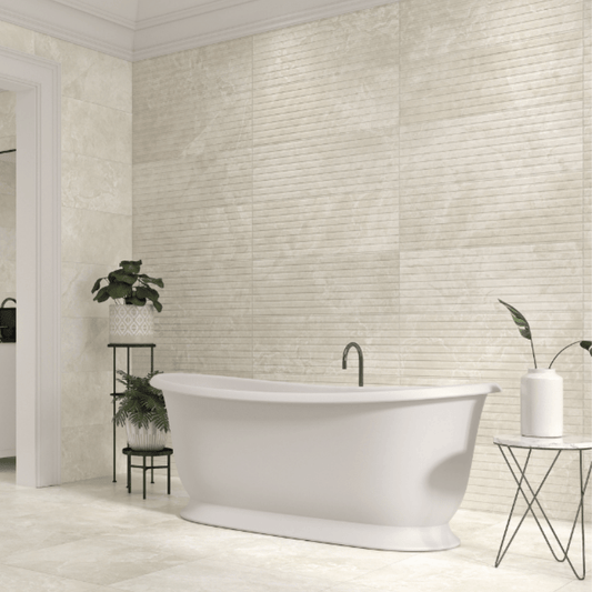 Vitacer Melisandre Pearl Cream Stone Effect Matte Decor Porcelain Wall Tile - Ivy Tile Company
