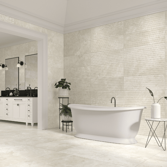 Vitacer Melisandre Pearl Cream Stone Effect Matte Porcelain Wall and Floor Tile - Ivy Tile Company